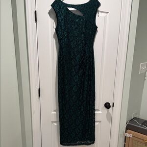 Connected Apparel Teal Backless Lace Dress